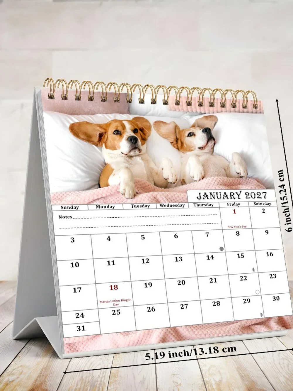 2026-2027 18 Months Standing Flip Desk Calendar Desktop Planner (Dogs)